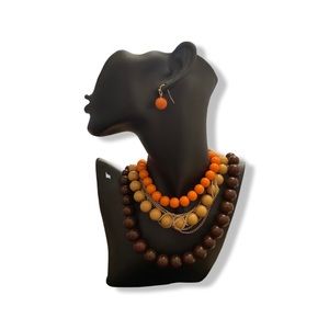 Three tier beaded necklace with chains